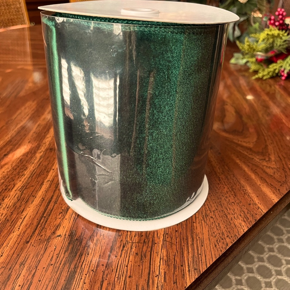 Hunter Green Velvet Ribbon - 6” wide